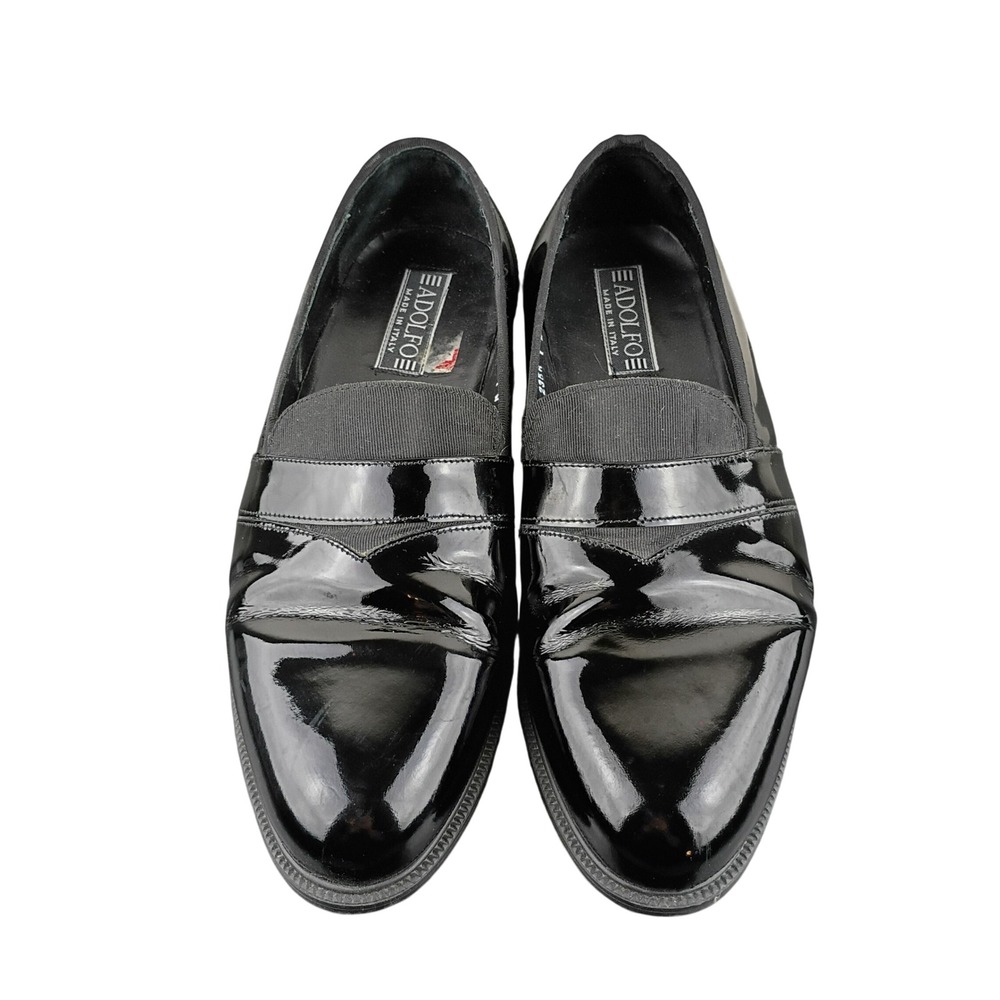 Adolfo Mens Patent Leather Tuxedo Loafers Black Dress Shoes Made in Italy 10.5W